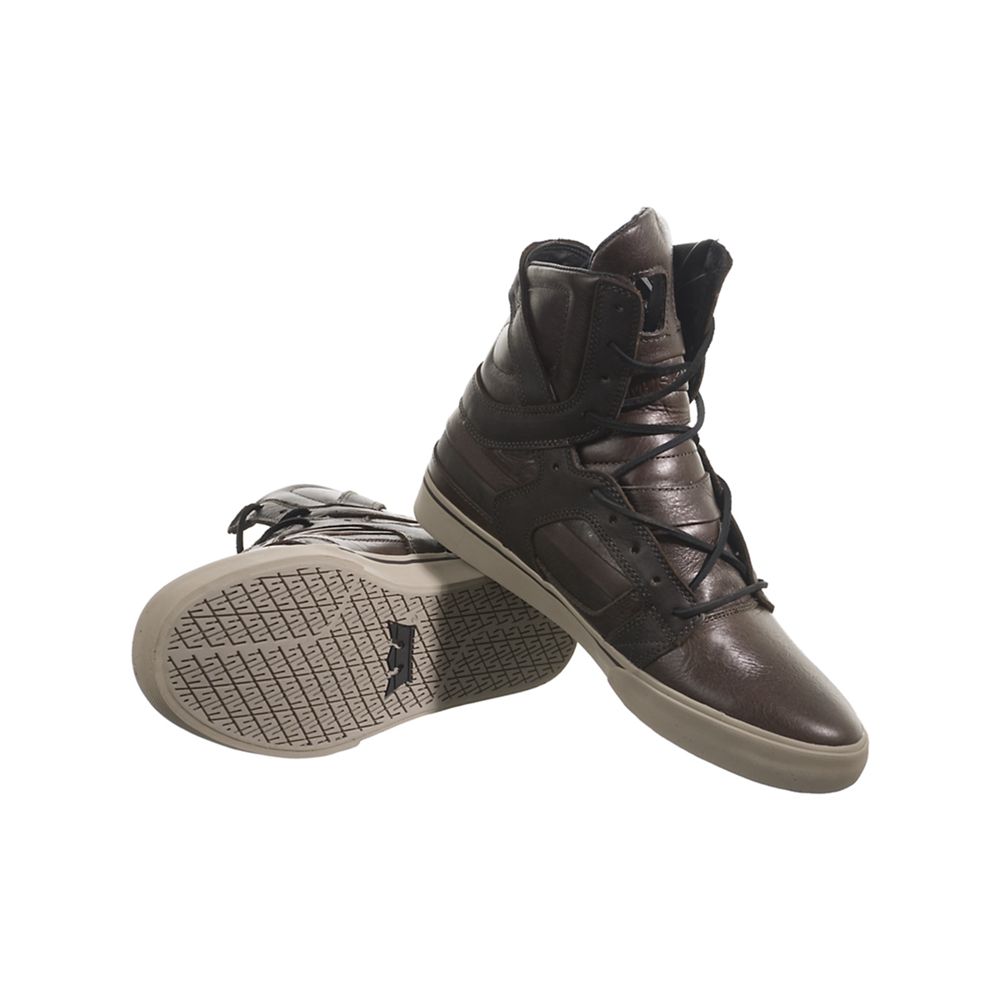 Baskets Montantes Supra SkyTop II Marron Dark Brown Full Grain Homme | WEW-62968970